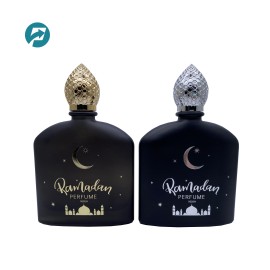 زجاجة عطر عربي أسود 100 مل مع غطاء فاخر