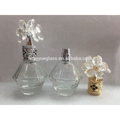 High Quality Fancy Brand Parfum Mist Spray Glass Bottle with Flowered Shaped Cap