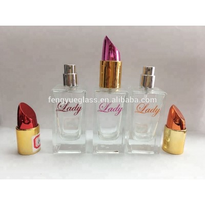 2017 New Design 30ml Lipstick Shaped Hot Sale Rectangular Empty Perfume Glass Bottle With UV Cap for Woman