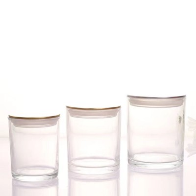 7OZ 10OZ 15OZ Clear Glass Candle Jars High Quality Glass Candle Holder for Industrial Using With Thin Metal Lids