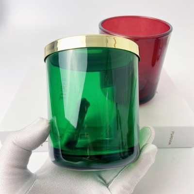 Wholesale Christmas Decoration Empty Hunter Wine Red Scent Candle Vessels Glass Jars for Candle Making
