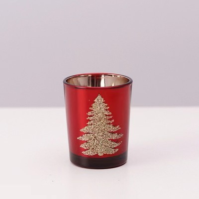 Cylinder Christmas Glass Candle Holder Home Decoration Cheap Glass Candle Jars With Customized Lid