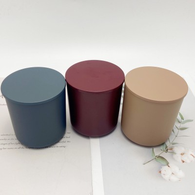 Aura Smoke Wine Khaki Matte Glass Candle Jar Luxury Style Vessels With Round Glass Bottle Popular