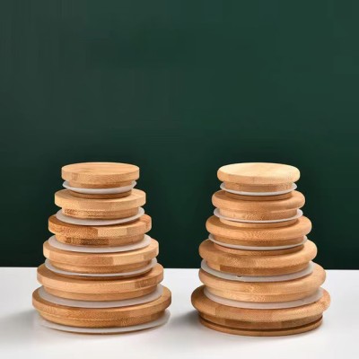 Customization Wooden Bamboo Lids Candle Glass Jars With Wood Covers Bamboo Lids for Candle Jar Storage Bottle Cup