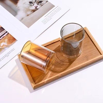 Wholesale Customized Decorative Colored Double Wall Transparent Clear Empty Glass Candle Container Glass Jar for Candle Making