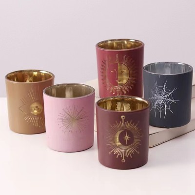 Luxury Customized Candle Jar Gold Sliver Home Decoration Unique Empty Glass Candle Cup Jars for Candle