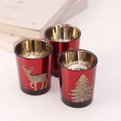 Cylinder Christmas Glass Candle Holder Home Decoration Cheap Glass Candle Jars With Customized Lid