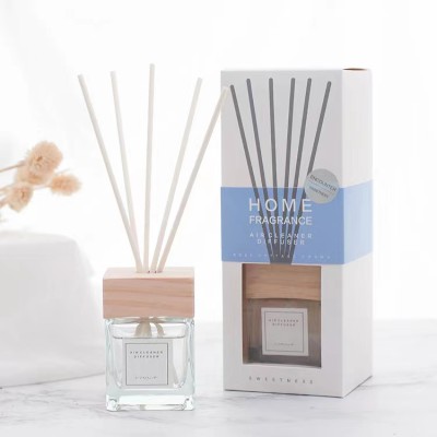 Wholesale 100MLClear Private Label Wooden Cap Glass Luxury Reed Diffuser Bottle