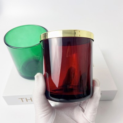 Wholesale Christmas Decoration Empty Hunter Wine Red Scent Candle Vessels Glass Jars for Candle Making