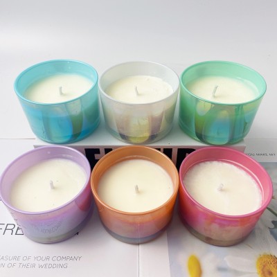 Best Luxury White Iridescent Purple Blue Wholesale Empty Unique Iridescent Candle Jar Bling With Metal Lid and Box