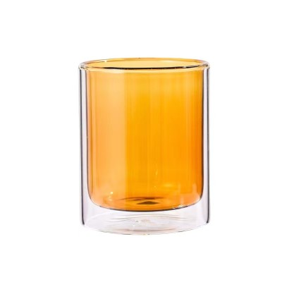 Wholesale Customized Decorative Colored Double Wall Transparent Clear Empty Glass Candle Container Glass Jar for Candle Making