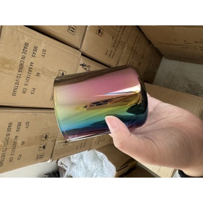 Stock 8OZ Irresistible Rainbow Shiny Short Wide Glass Candle Jar Stock 8OZ Empty Iridescent Candle Jar Home Decoration Easter