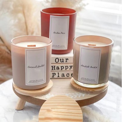 Luxury Gray Beige Khaki Lilac Candle Container Round Bottom Jars for Candle Making Decorative Custom Glass Candle Jars
