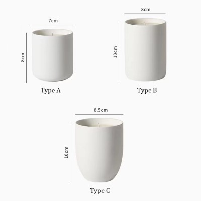 Elegant Matte White Jar Solid Color Cylindrical Ceramic Candle Jar Candle Container for Candle Making