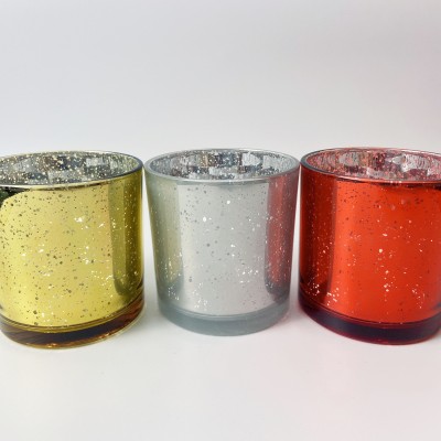 Big Size 18OZ Luxury Custom Empty Holographic Glass Iridescent Candle Jars Red Gold Sliver Luxury Style Jars