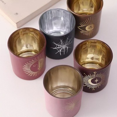 Luxury Customized Candle Jar Gold Sliver Home Decoration Unique Empty Glass Candle Cup Jars for Candle