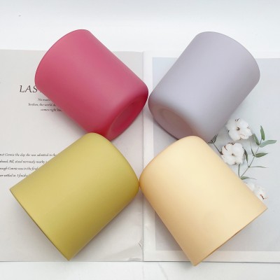 Luxury Gray Beige Khaki Lilac Candle Container Round Bottom Jars for Candle Making Decorative Custom Glass Candle Jars