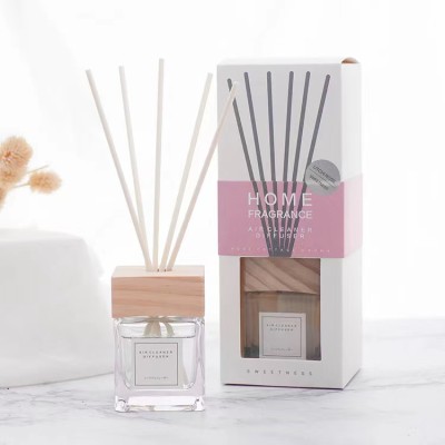 Wholesale 100MLClear Private Label Wooden Cap Glass Luxury Reed Diffuser Bottle