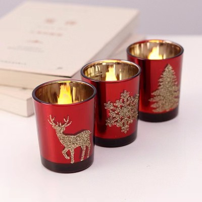 Cylinder Christmas Glass Candle Holder Home Decoration Cheap Glass Candle Jars With Customized Lid