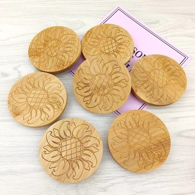 Customization Wooden Bamboo Lids Candle Glass Jars With Wood Covers Bamboo Lids for Candle Jar Storage Bottle Cup