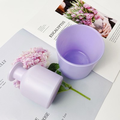 Wholesale Custom Round Bottom Unique Labels Colored Matte Purple Glass Candle Jar With Lids