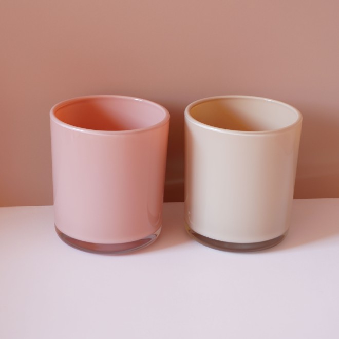 8OZ 10OZ 12OZ Glossy Blush Glass Candle Jar Luxury for Candle Maker