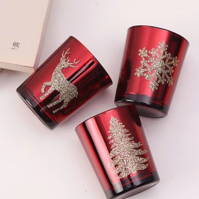 Cylinder Christmas Glass Candle Holder Home Decoration Cheap Glass Candle Jars With Customized Lid