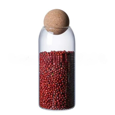 Transparent High Borosilicate Glass Hot Sale Sealed Jar Round Ball Cork Tea Cereal Large Capacity Storage