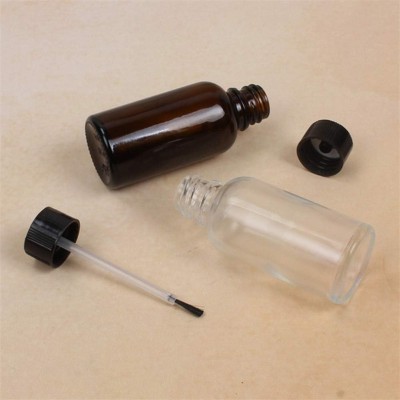 4 قطع 20ml فارغة قابلة لإعادة ملء زجاجات طلاء الأظافر حاويات ورنيش الزجاج مع فرشاة غطاء للفن