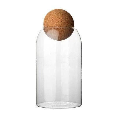 Transparent High Borosilicate Glass Hot Sale Sealed Jar Round Ball Cork Tea Cereal Large Capacity Storage