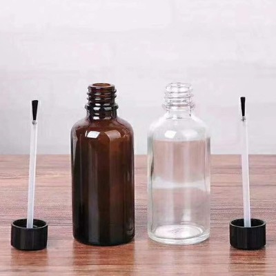 4 قطع 20ml فارغة قابلة لإعادة ملء زجاجات طلاء الأظافر حاويات ورنيش الزجاج مع فرشاة غطاء للفن