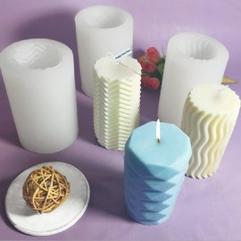 جديد الأسطوانية عمود شمعة DIY الماس على شكل العلاج بالعطور شمعة كبيرة السيليكون القالب