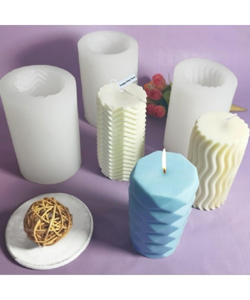 New Cylindrical Pillar Candle DIY Diamond Shaped Aromatherapy Big Candle Silicone Mold