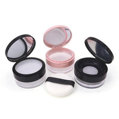 Wholesale 6g Plastic Powder Jar 10g 20g Flip Lid Loose Powder Box with Mirror for Setting Makeup
