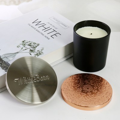 Custom Logo Brand Metal Candle Lid Shiny Gold Silver Black Decorative Scented Candle Jars Lid Dust Proof to Maintain Fragrance