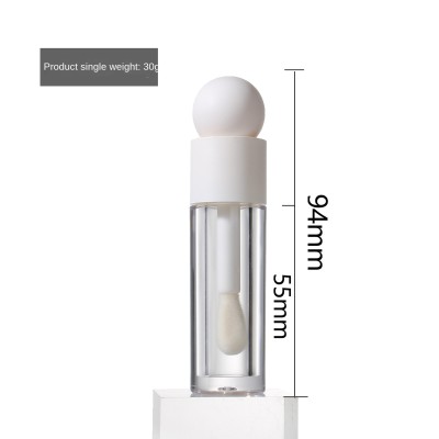 Matte Pink Transparent 5ml Lip Gloss Tube Thick Pole Large Brush Head Lip Glaze Bottle Plastic Cosmetic Bottle Screw