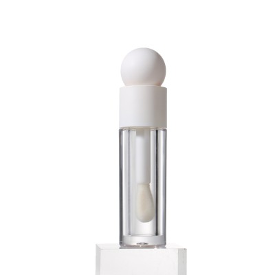 Matte Pink Transparent 5ml Lip Gloss Tube Thick Pole Large Brush Head Lip Glaze Bottle Plastic Cosmetic Bottle Screw