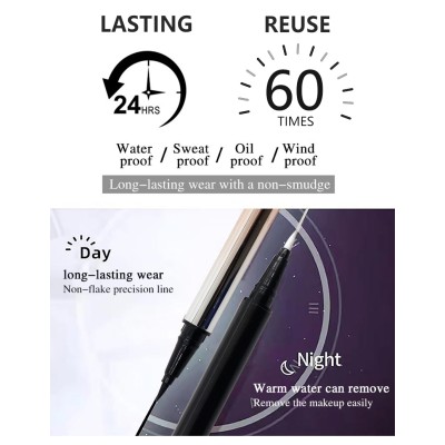 Long Lasting Waterproof Customized Paper Box Black Clear Wholesale Magnetic Eyeliner Pen for Magnet False Eyelashes