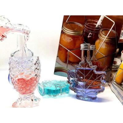 Latest Leaf Shape Engraving Liquor Bottle Long Neck Rum Vodka Whiskey Glass Bottle
