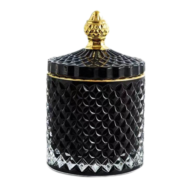 Modern Luxury Empty White Embossed Crystal  Glass Candle Jars Candle Containers Vessel With Lid for Candle Making